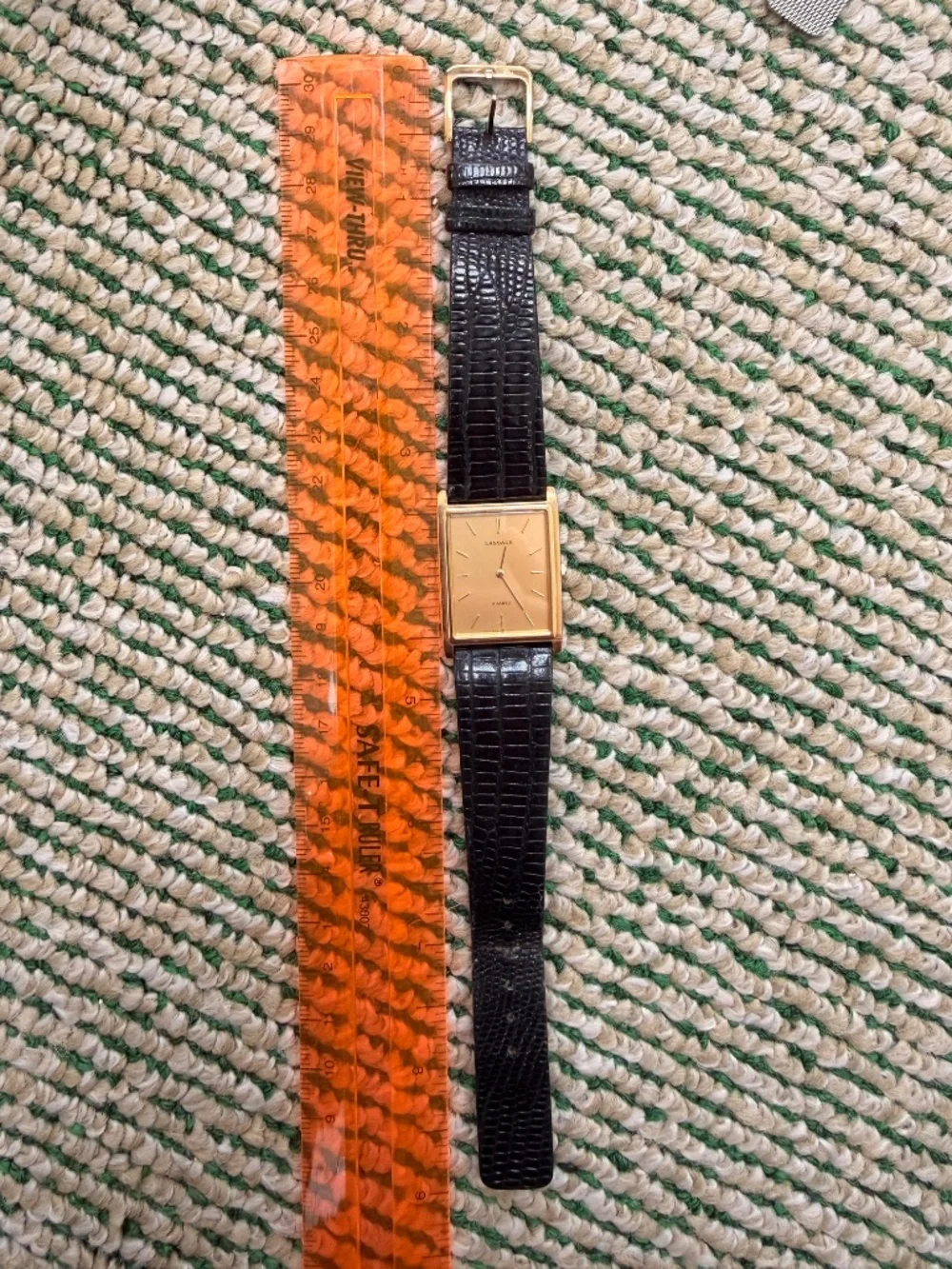 Mens Seiko Lassale Goldtone Thin Tanq Watch Model 9550-5299